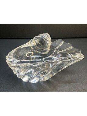 Vtg French Art Glass "Vannes Le Chatel" Sea Shell Dish 4.5" Diameter Nautical